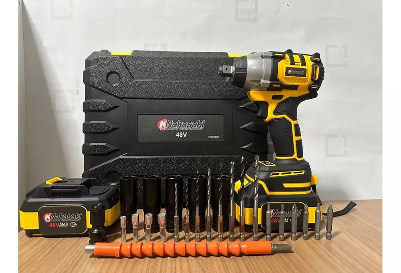 Kit 3 em 1 Furadeira Chave De Impacto Parafusadeira 48v Brushless